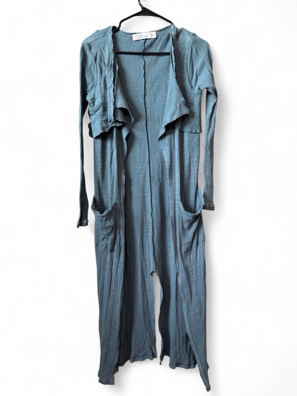 Free People Beach Lightweight Blue Longline Open Front Cardigan
